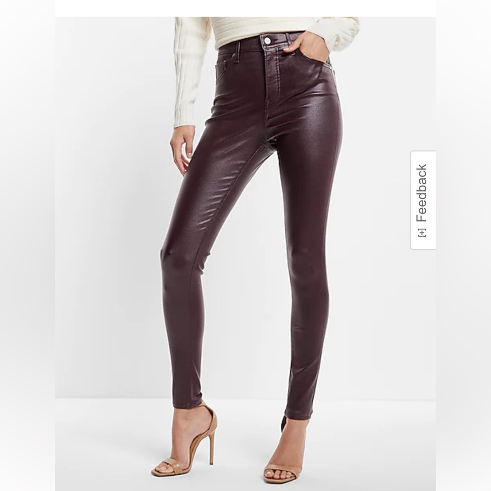 NWT Express High Waisted Coated Skinny Jeans
